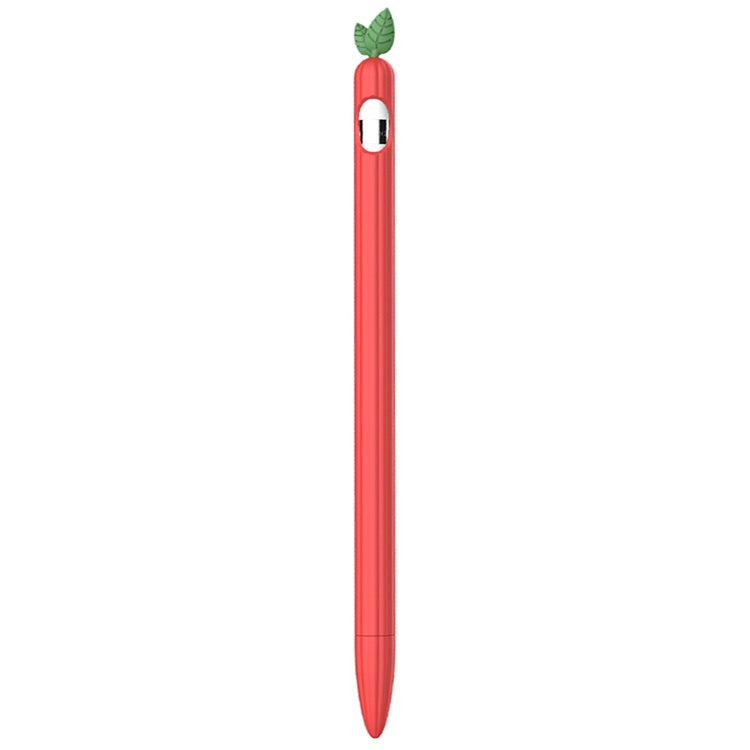 For Apple Pencil 1 Contrasting Color Mint Leaf Silicone Non-slip Protective Cover(Red) - Pencil Accessories by buy2fix | Online Shopping UK | buy2fix