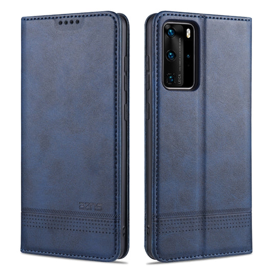 For Huawei P40 AZNS Magnetic Calf Texture Horizontal Flip Leather Case with Card Slots & Holder & Wallet(Dark Blue) - Huawei Cases by AZNS | Online Shopping UK | buy2fix