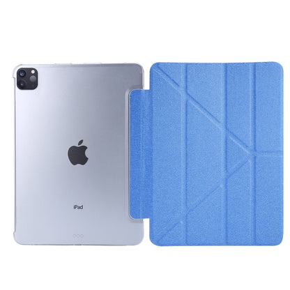 Silk Texture Horizontal Deformation Flip Leather Case with Three-folding Holder For iPad Air 11 2024 / Air 2022 / 2020 10.9(Light Blue) - iPad Air (2022) / (2020) 10.9 Cases by buy2fix | Online Shopping UK | buy2fix