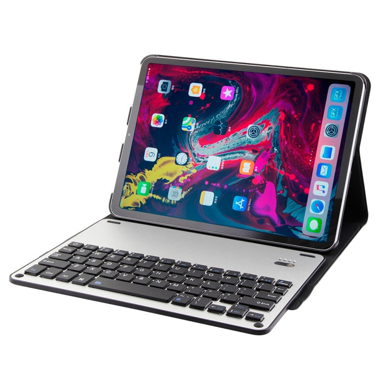 1139B Detachable Bluetooth 3.0 Aluminum Alloy Keyboard + Lambskin Texture Leather Tablet Case for iPad Pro 11 inch (2018), with Three-gear Adjustment / Magnetic / Sleep Function (Black Silver) - For iPad Pro by buy2fix | Online Shopping UK | buy2fix