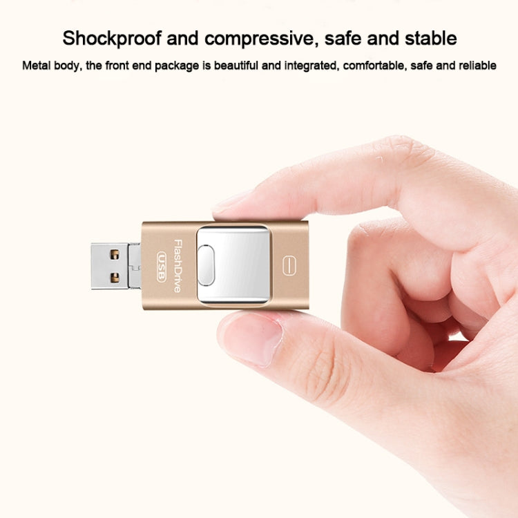 64GB USB 3.0 + 8 Pin + Mirco USB Android iPhone Computer Dual-use Metal Flash Drive (Silver) - U Disk & Card Reader by buy2fix | Online Shopping UK | buy2fix