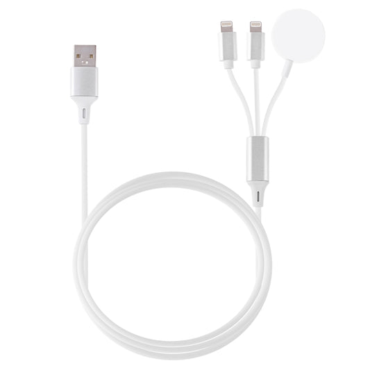 Multi-function 3 In 1 8 Pin Magnetic Charging Cable for iPhone / Apple Watch, Length : 1m (White) - Multifunction Cable by buy2fix | Online Shopping UK | buy2fix