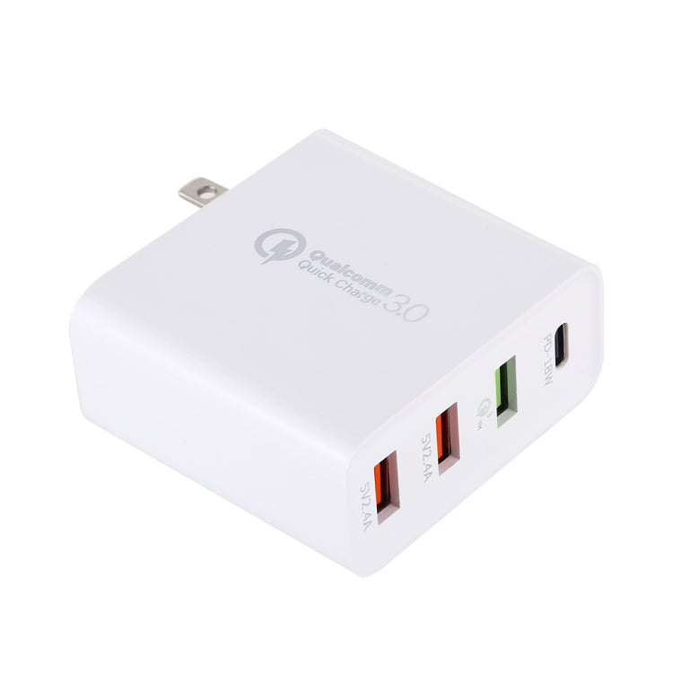 A3 PD 18W USB-C / Type-C + QC3.0 USB + Dual USB Interface Travel Charger Set, US Plug / EU Plug / UK Plug - USB Charger by buy2fix | Online Shopping UK | buy2fix