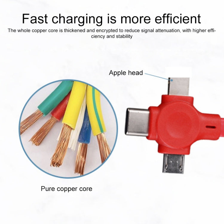 019-1 3 in 1 USB to 8 Pin + Micro USB + USB-C / Type-C Macaron Telescopic Data Cable with Storage Slot & Bracket, Cable Length: 1m (Purple) - Multifunction Cable by buy2fix | Online Shopping UK | buy2fix