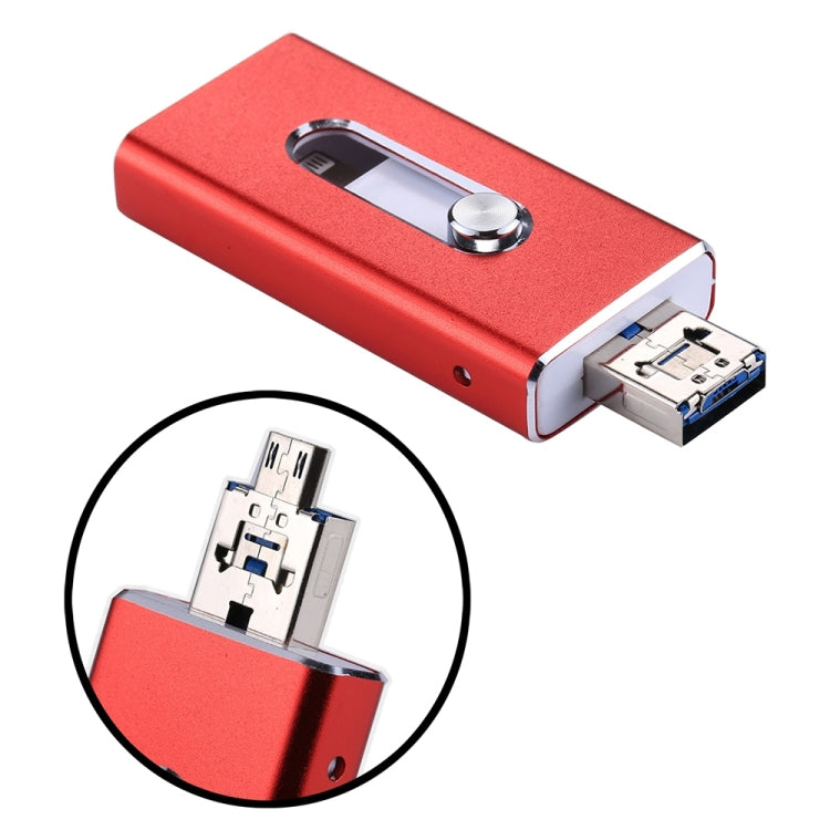 RQW-02 3 in 1 USB 2.0 & 8 Pin & Micro USB 32GB Flash Drive(Red) - U Disk & Card Reader by buy2fix | Online Shopping UK | buy2fix