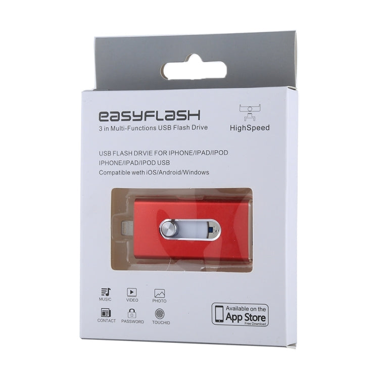 RQW-02 3 in 1 USB 2.0 & 8 Pin & Micro USB 32GB Flash Drive(Red) - U Disk & Card Reader by buy2fix | Online Shopping UK | buy2fix