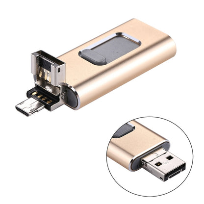 easyflash RQW-01B 3 in 1 USB 2.0 & 8 Pin & Micro USB 64GB Flash Drive(Gold) - U Disk & Card Reader by buy2fix | Online Shopping UK | buy2fix