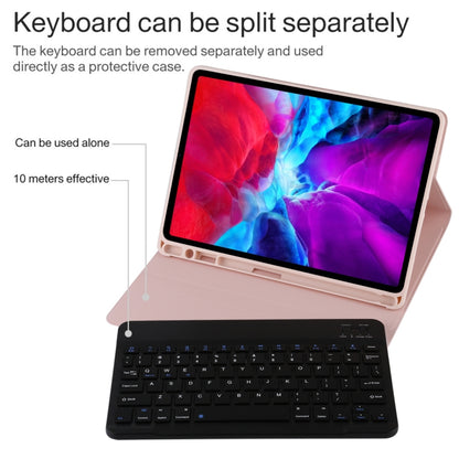 TG11B Detachable Bluetooth Black Keyboard + Microfiber Leather Tablet Case for iPad Pro 11 inch (2020), with Pen Slot & Holder (Pink) - For iPad Pro by buy2fix | Online Shopping UK | buy2fix