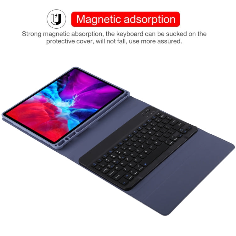 TG11B Detachable Bluetooth Black Keyboard + Microfiber Leather Tablet Case for iPad Pro 11 inch (2020), with Pen Slot & Holder (Purple) - For iPad Pro by buy2fix | Online Shopping UK | buy2fix