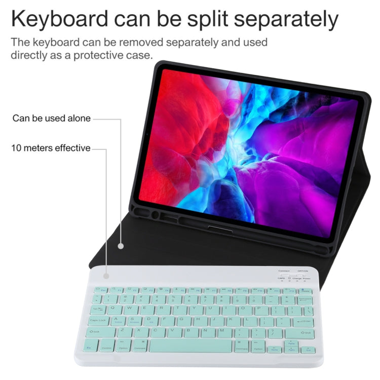 TG11B Detachable Bluetooth Green Keyboard + Microfiber Leather Tablet Case for iPad Pro 11 inch (2020), with Pen Slot & Holder (Black) - For iPad Pro by buy2fix | Online Shopping UK | buy2fix