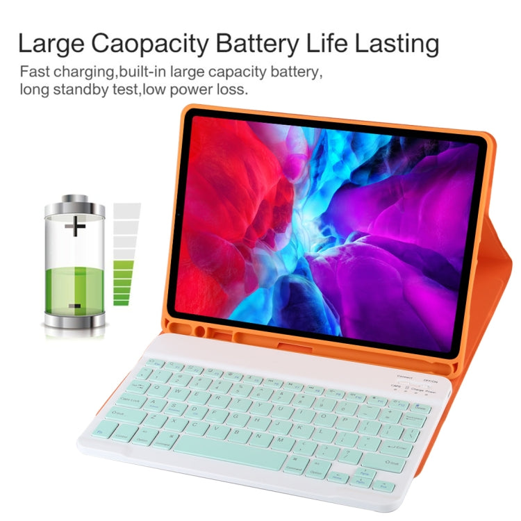 TG11B Detachable Bluetooth Green Keyboard + Microfiber Leather Tablet Case for iPad Pro 11 inch (2020), with Pen Slot & Holder (Orange) - For iPad Pro by buy2fix | Online Shopping UK | buy2fix