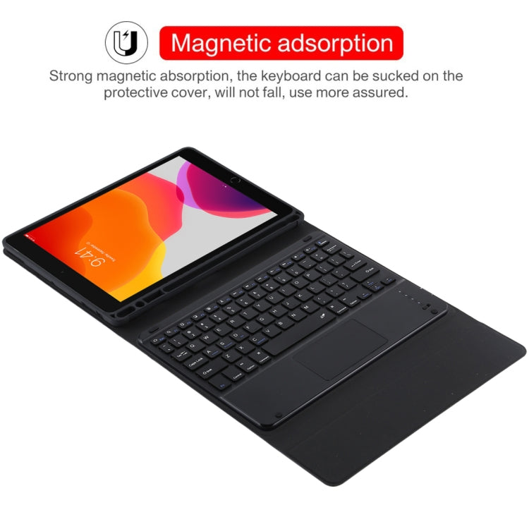 TG-102BC Detachable Bluetooth Black Keyboard + Microfiber Leather Tablet Case for iPad 10.2 inch / iPad Air (2019), with Touch Pad & Pen Slot & Holder(Black) - For iPad Air by buy2fix | Online Shopping UK | buy2fix