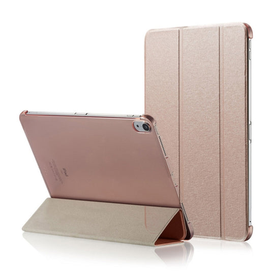 Silk Texture Horizontal Flip  Magnetic PU Leather Case for iPad Air 13 2024 / iPad Pro 12.9 inch (2018), with Three-folding Holder & Sleep / Wake-up Function(Rose Gold) - iPad Pro 11 (2018) Cases by buy2fix | Online Shopping UK | buy2fix