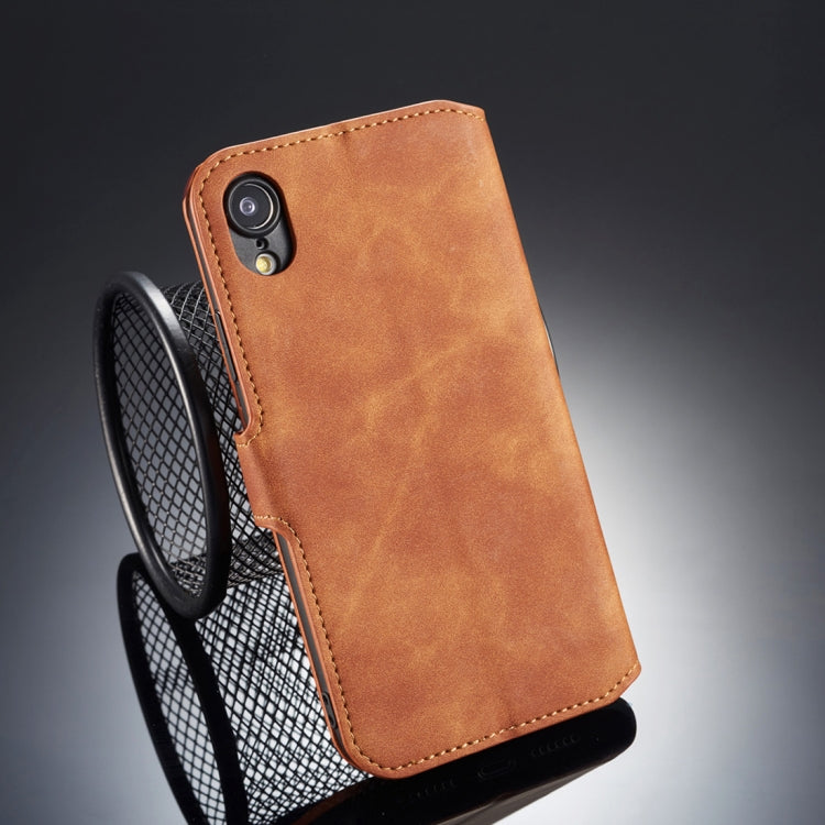 For iPhone XR DG.MING Retro Oil Side Horizontal Flip Case with Holder & Card Slots & Wallet (Brown) - More iPhone Cases by DG.MING | Online Shopping UK | buy2fix