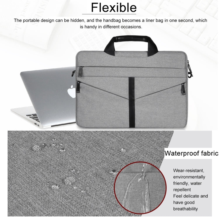 13.3 inch Breathable Wear-resistant Fashion Business Shoulder Handheld Zipper Laptop Bag with Shoulder Strap (Dark Gray) - 13.3 inch by buy2fix | Online Shopping UK | buy2fix