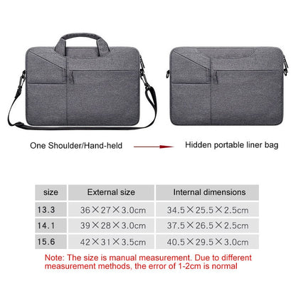 ST02S Waterproof Tear Resistance Hidden Portable Strap One-shoulder Handbag for 14.1 inch Laptops, with Suitcase Belt(Light Grey) - 14.1 inch by buy2fix | Online Shopping UK | buy2fix