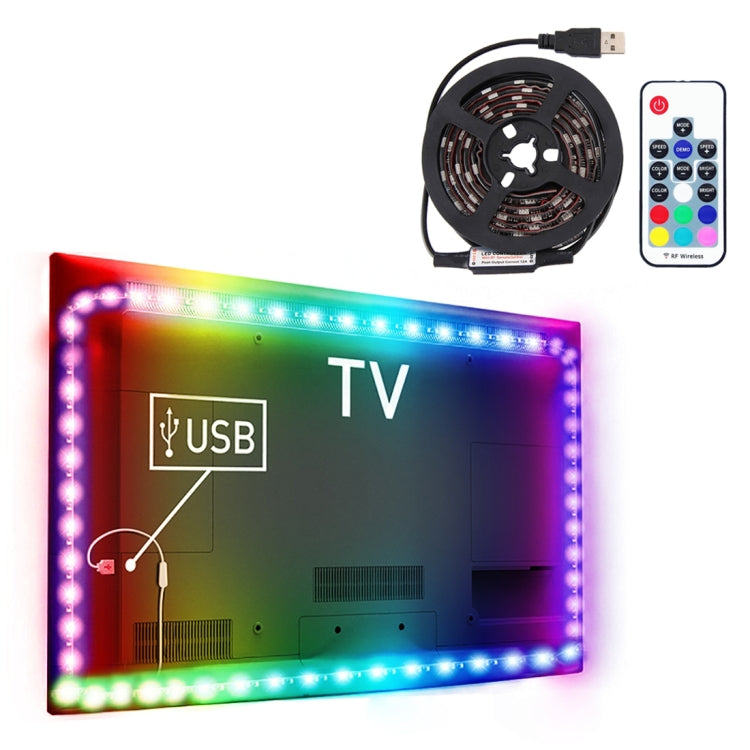 1m USB TV Black Board RGB Epoxy Rope Light, 12W 60 LEDs SMD 5050 with 17-keys RF Wireless Remote Control, DC 5V - Epoxy Waterproof Light by buy2fix | Online Shopping UK | buy2fix