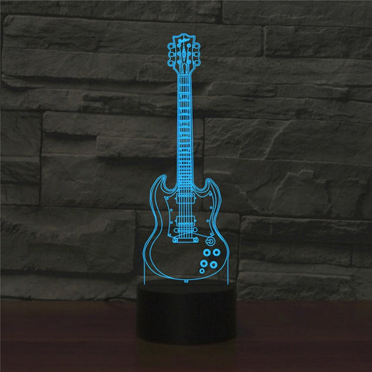 Five-string Guitar Shape 3D Colorful LED Vision Light Table Lamp, Crack Remote Control Version - Novelty Lighting by buy2fix | Online Shopping UK | buy2fix