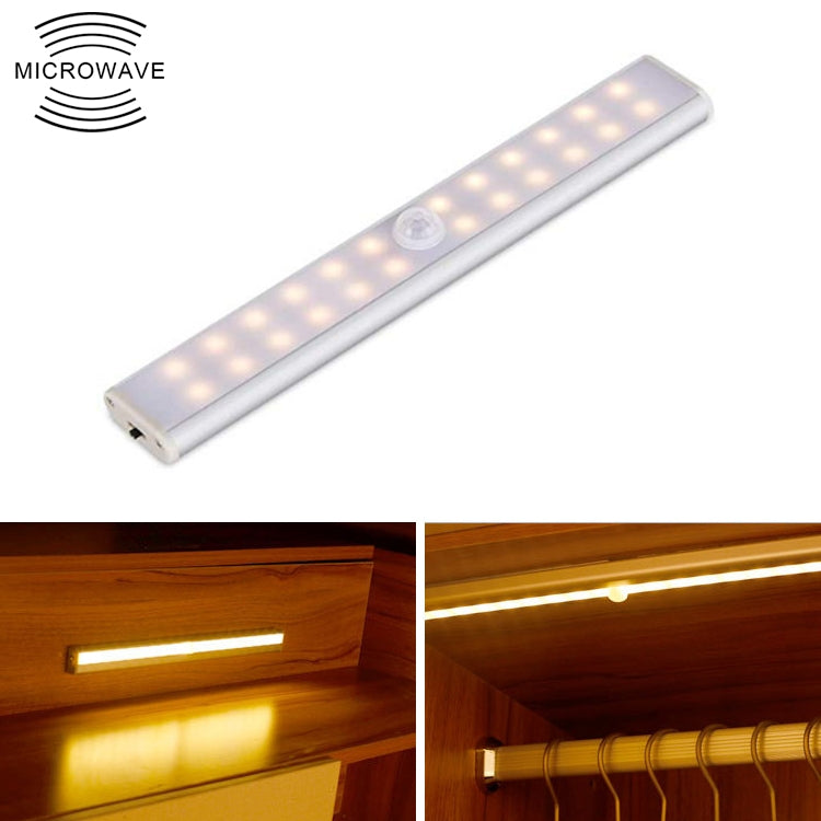 2W 24 LEDs Warm White Wide Screen Intelligent Human Body Sensor Light LED Corridor Cabinet Light, USB Charging Version - Sensor LED Lights by buy2fix | Online Shopping UK | buy2fix