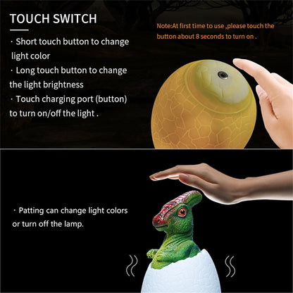 Parasaurolophus Shape Creative Touch 3D Decorative Night Light, 3-color Patting Version - Night Lights by buy2fix | Online Shopping UK | buy2fix