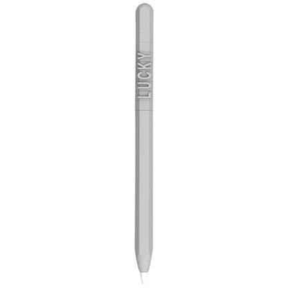 LOVE MEI For Apple Pencil 1 Number Letter Design Stylus Pen Silicone Protective Case Cover(Grey) - Pencil Accessories by LOVE MEI | Online Shopping UK | buy2fix