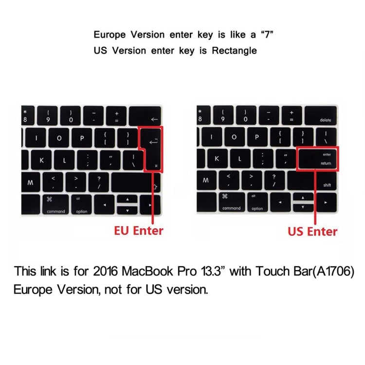 ENKAY Hat-Prince 2 in 1 Frosted Hard Shell Plastic Protective Case + Europe Version Ultra-thin TPU Keyboard Protector Cover for 2016 MacBook Pro 13.3 Inch with Touch Bar (A1706)(Black) - MacBook Pro Cases by ENKAY | Online Shopping UK | buy2fix