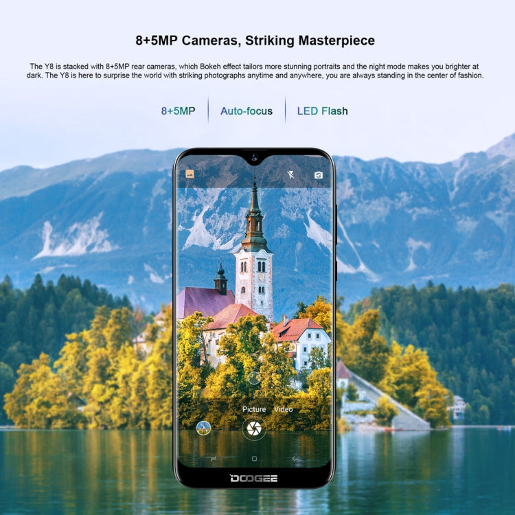 [HK Warehouse] DOOGEE Y8, 3GB+32GB, Dual Back Cameras, Face ID & DTouch Fingerprint,  6.1 inch Water-drop Screen Android 9.0 MTK6739 Quad Core up to 1.5GHz, Network: 4G,  OTA, Dual SIM(Midnight Black) - DOOGEE by DOOGEE | Online Shopping UK | buy2fix