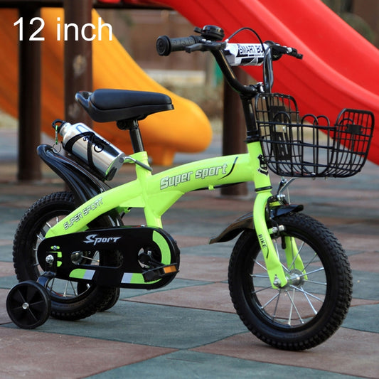 5188 12 inch Sports Version Children High Carbon Steel Frame Pedal Bicycle with Front Basket & Bell, Recommended Height: 90-105cm(Green) - Baby Toys by buy2fix | Online Shopping UK | buy2fix