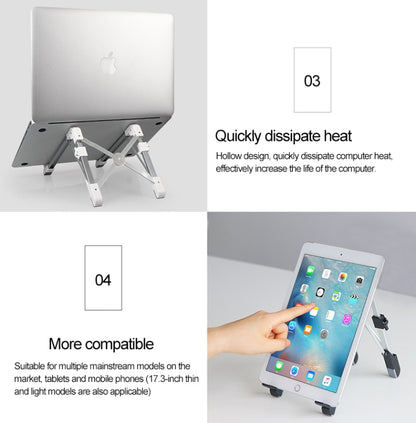 Aluminum Alloy Laptop Height Extender Holder Stand Folding Portable Computer Heat Dissipation Bracket, Size: 24.5x3.3x2.8cm (White) - MacBook Holder by buy2fix | Online Shopping UK | buy2fix