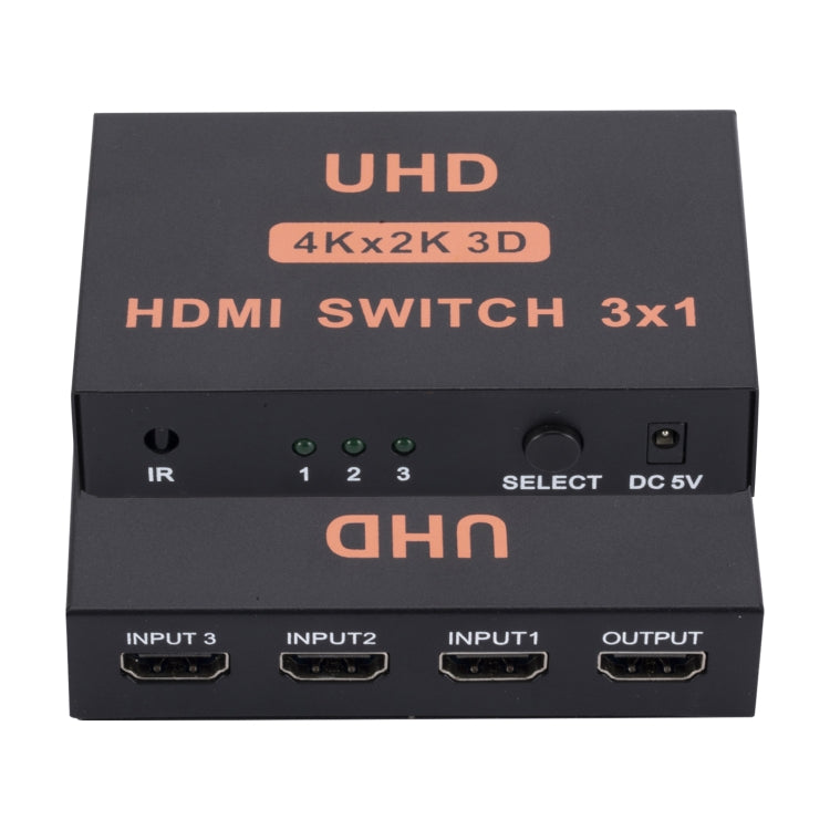 HDMI Switch 3 into 1 out 4Kx2K HD Video Switch, with Remote Control - Switch by buy2fix | Online Shopping UK | buy2fix