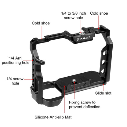 PULUZ Metal Camera Cage Stabilizer Rig for Sony A7 IV / ILCE-7M4 / A7M4 / A7M3 / A7R3  / A7R III(Black) - Camera Cage by PULUZ | Online Shopping UK | buy2fix