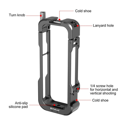 For Insta360 X4 PULUZ Metal Protective Cage Rig Housing Frame with Lens Cover (Black) - Mount & Holder by PULUZ | Online Shopping UK | buy2fix