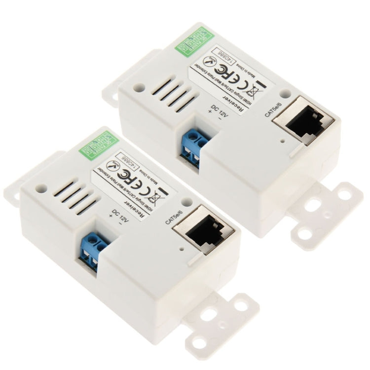 HDMI Single Cat5e / 6 50 Meters Wall Plate Extender (EU Plug)(White) - Amplifier by buy2fix | Online Shopping UK | buy2fix