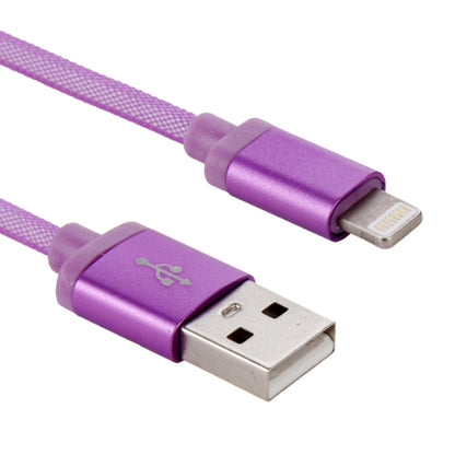 Net Style Metal Head USB to 8 Pin Data / Charger Cable, Cable Length: 25cm(Purple) - Normal Style Cable by buy2fix | Online Shopping UK | buy2fix