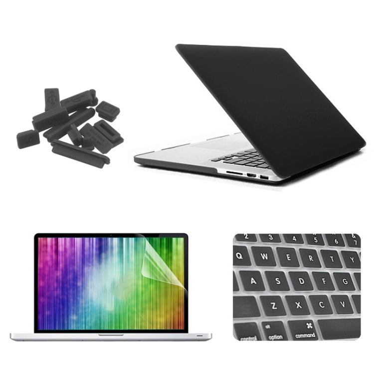 ENKAY for MacBook Pro Retina 13.3 inch (US Version) / A1425 / A1502 4 in 1 Frosted Hard Shell Plastic Protective Case with Screen Protector & Keyboard Guard & Anti-dust Plugs(Black) - MacBook Pro Cases by ENKAY | Online Shopping UK | buy2fix