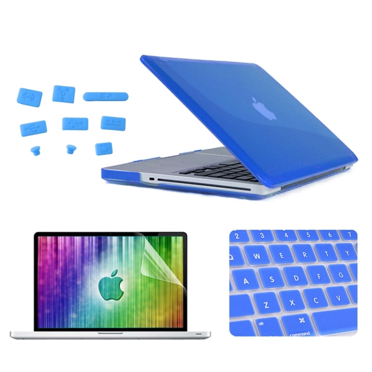 ENKAY for MacBook Pro 13.3 inch (US Version) / A1278 4 in 1 Crystal Hard Shell Plastic Protective Case with Screen Protector & Keyboard Guard & Anti-dust Plugs(Dark Blue) - MacBook Pro Cases by ENKAY | Online Shopping UK | buy2fix