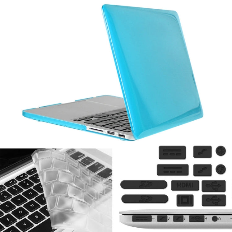 ENKAY for Macbook Pro Retina 13.3 inch (US Version) / A1425 / A1502 Hat-Prince 3 in 1 Crystal Hard Shell Plastic Protective Case with Keyboard Guard & Port Dust Plug(Blue) - MacBook Pro Cases by ENKAY | Online Shopping UK | buy2fix