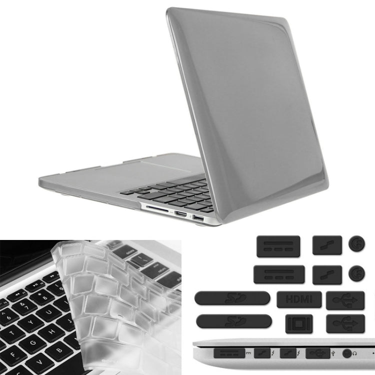 ENKAY for Macbook Pro Retina 15.4 inch (US Version) / A1398 Hat-Prince 3 in 1 Crystal Hard Shell Plastic Protective Case with Keyboard Guard & Port Dust Plug(Grey) - MacBook Pro Cases by ENKAY | Online Shopping UK | buy2fix