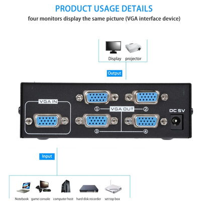 Mini 4 Ports VGA Splitter - VGA Splitters by buy2fix | Online Shopping UK | buy2fix