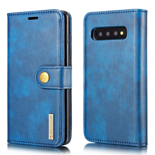 DG.MING Crazy Horse Texture Flip Detachable Magnetic Leather Case for Samsung Galaxy S10, with Holder & Card Slots & Wallet(Blue) - Galaxy Phone Cases by DG.MING | Online Shopping UK | buy2fix