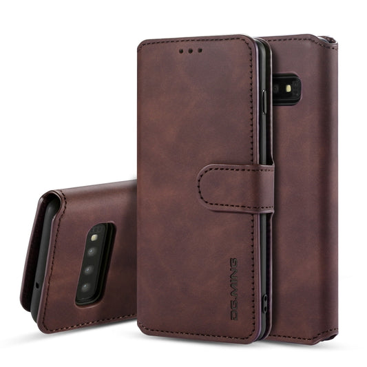 DG.MING Retro Oil Side Horizontal Flip Case for Galaxy S10, with Holder & Card Slots & Wallet (Coffee) - Galaxy Phone Cases by DG.MING | Online Shopping UK | buy2fix