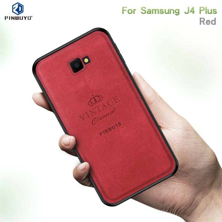 PINWUYO Shockproof Waterproof Full Coverage PC + TPU + Skin Protective Case for Galaxy J4 Plus (Red) - Galaxy Phone Cases by PINWUYO | Online Shopping UK | buy2fix