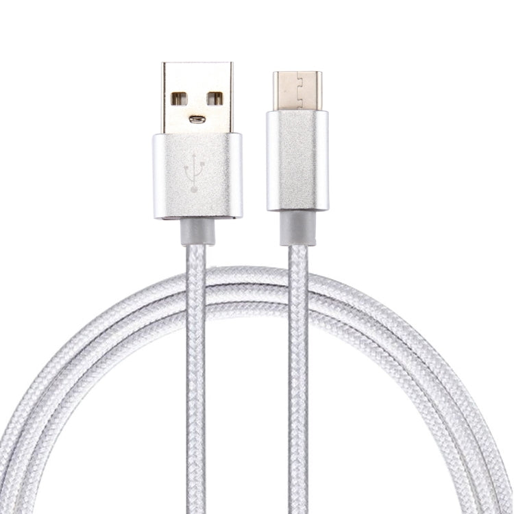 Knit Texture USB to USB-C / Type-C Data Sync Charging Cable, Cable Length: 2m, 3A Output(Silver) - USB-C & Type-C Cable by buy2fix | Online Shopping UK | buy2fix