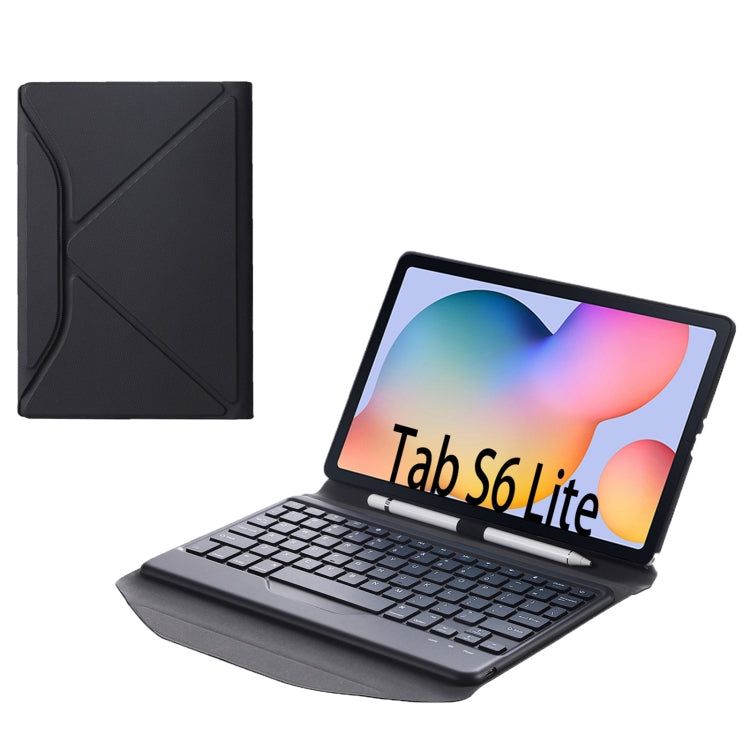 B610 Diamond Texture Triangle Back Holder Splittable Bluetooth Keyboard Leather Tablet Case for Samsung Galaxy Tab S6 Lite (Black Black) - Samsung Keyboard by buy2fix | Online Shopping UK | buy2fix