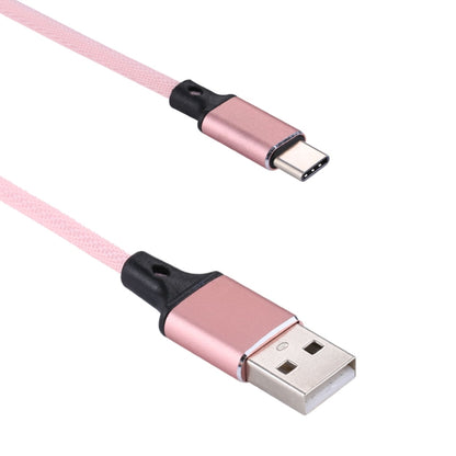 1m 2A Output USB to USB-C / Type-C Nylon Weave Style Data Sync Charging Cable(Pink) - USB-C & Type-C Cable by buy2fix | Online Shopping UK | buy2fix