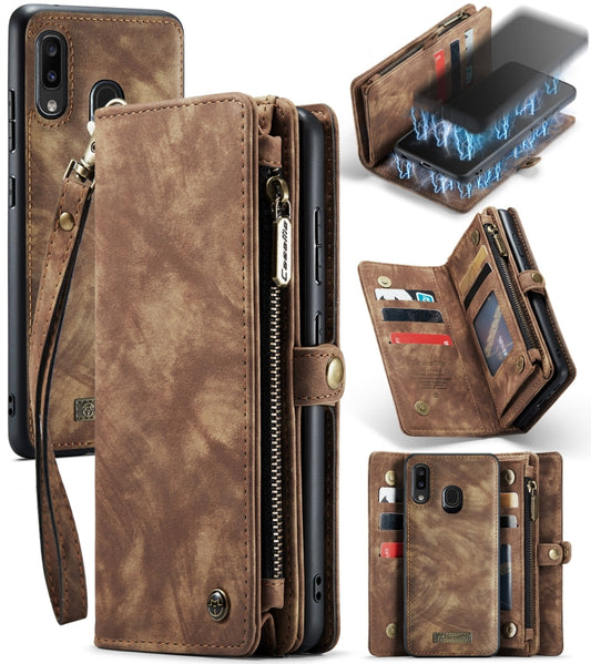 CaseMe-008 Detachable Multifunctional Retro Frosted Horizontal Flip Leather Case for Galaxy A20 / M10S, with Card Slot & Holder & Zipper Wallet & Photo Frame(Brown) - Galaxy Phone Cases by CaseMe | Online Shopping UK | buy2fix