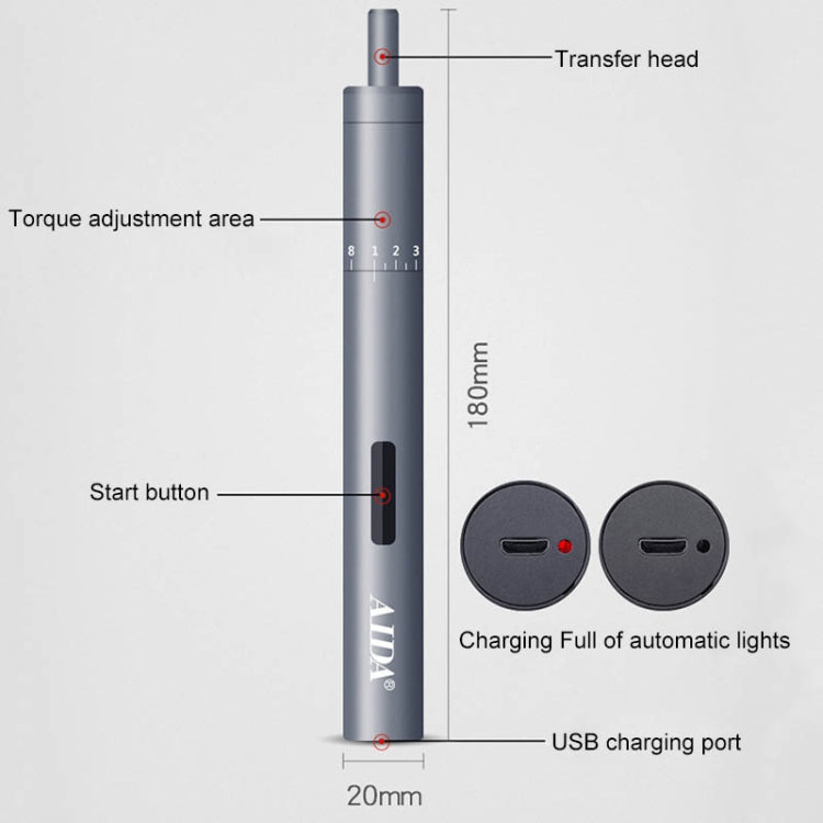 A-012 Rechargeable Lithium Battery Rechargeable Electric Drill Cordless Screwdriver Set with 8 Gear Torsion (Grey) - Drill & Drill Bits by buy2fix | Online Shopping UK | buy2fix