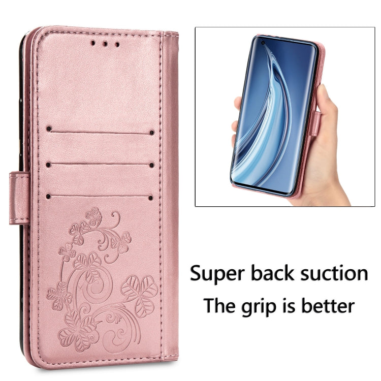 For OPPO A72/A52/A92 Four-leaf Clasp Embossed Buckle Mobile Phone Protection Leather Case with Lanyard & Card Slot & Wallet & Bracket Function(Blue) - OPPO Cases by buy2fix | Online Shopping UK | buy2fix