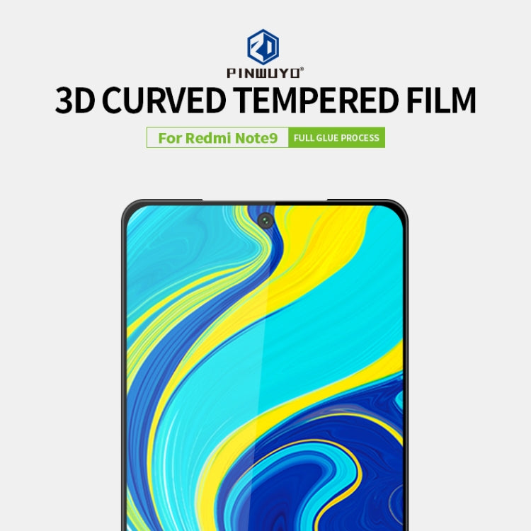 For Xiaomi RedMi Note 9 PINWUYO 9H 3D Curved Full Screen Explosion-proof Tempered Glass Film(Black) -  by PINWUYO | Online Shopping UK | buy2fix