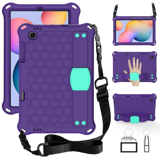 For Samsung Galaxy Tab S6 Lite P610 Honeycomb EVA + PC Shockproof Case with Strap(Purple+Aqua) - Tab S6 Lite P610 / P615 by buy2fix | Online Shopping UK | buy2fix